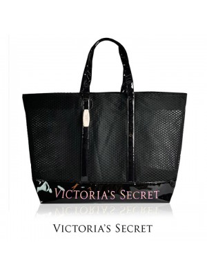 VCHB-262*VICTORIA'S SECRET LARGE SHOPPING TOTE (BLACK)